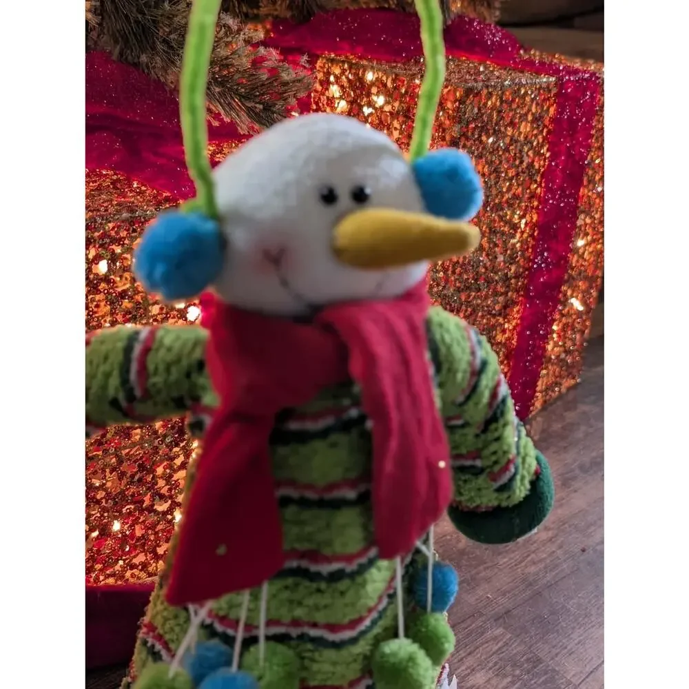 Vintage Snowman Holiday Christmas Decor Plush Figurine Free Standing 15